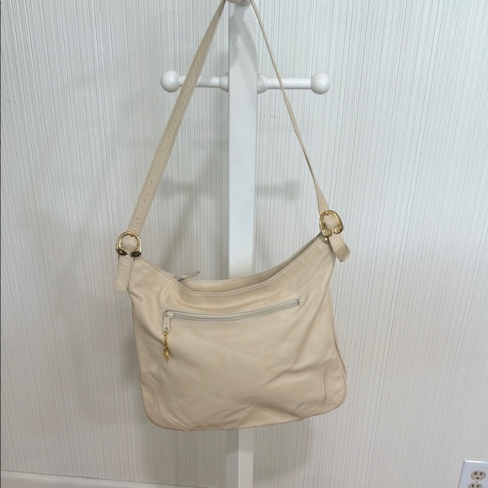 Vintage Brio! 80s/90s Cream Leather Shoulder Bag